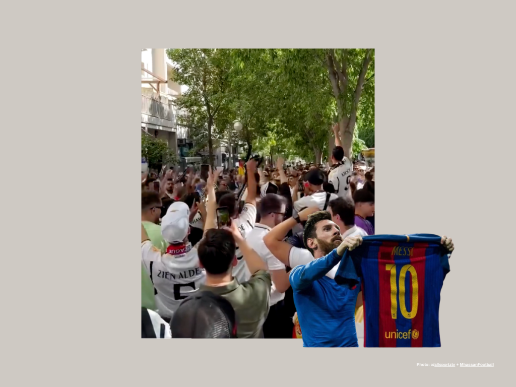 madrid fans messi chant champions league