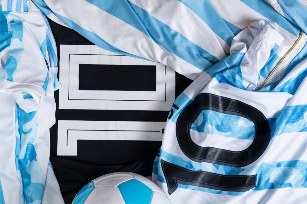 t shirt,of,the,argentine,soccer,team.,visitor,and,holder.,number