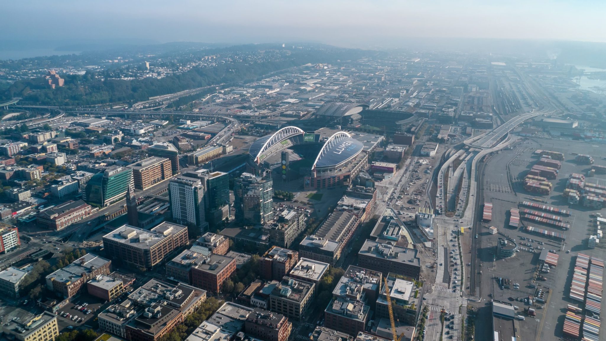 usa,,seattle,,october,2022:,aerial,view,on,the,lumen,field