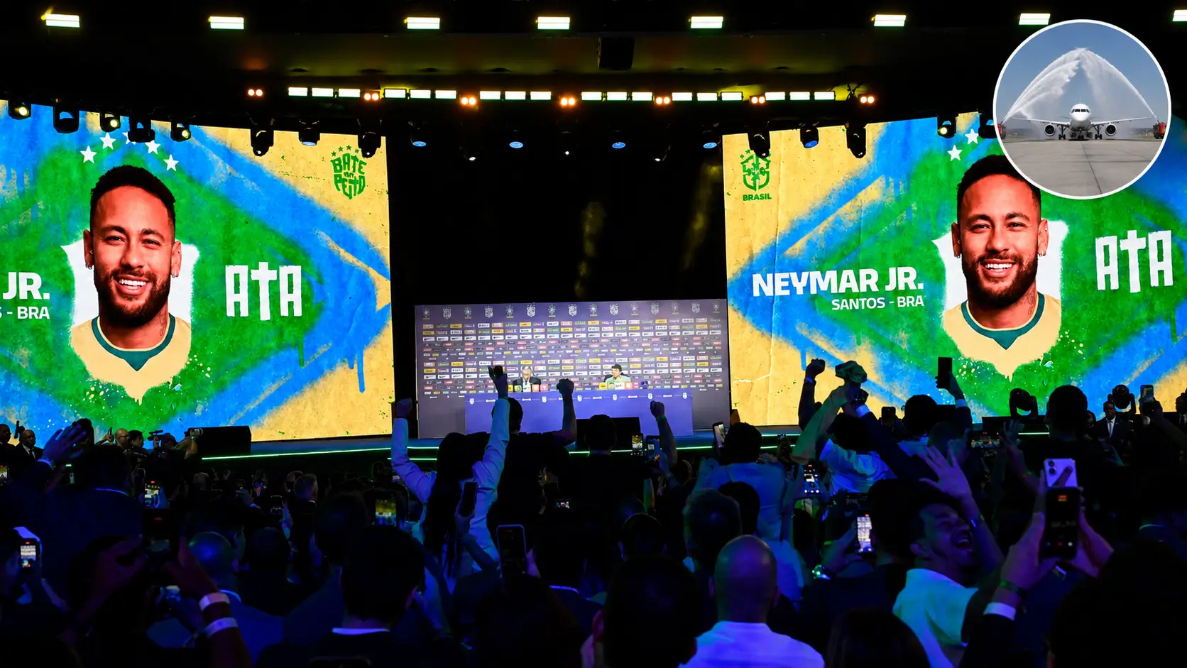 Brazil’s World Cup journey begins with a water cannon salute brazil world cup neymar airplane shower