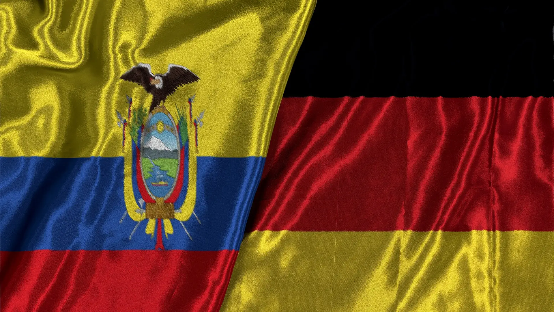 Ecuador and Germany flags before their World Cup match.