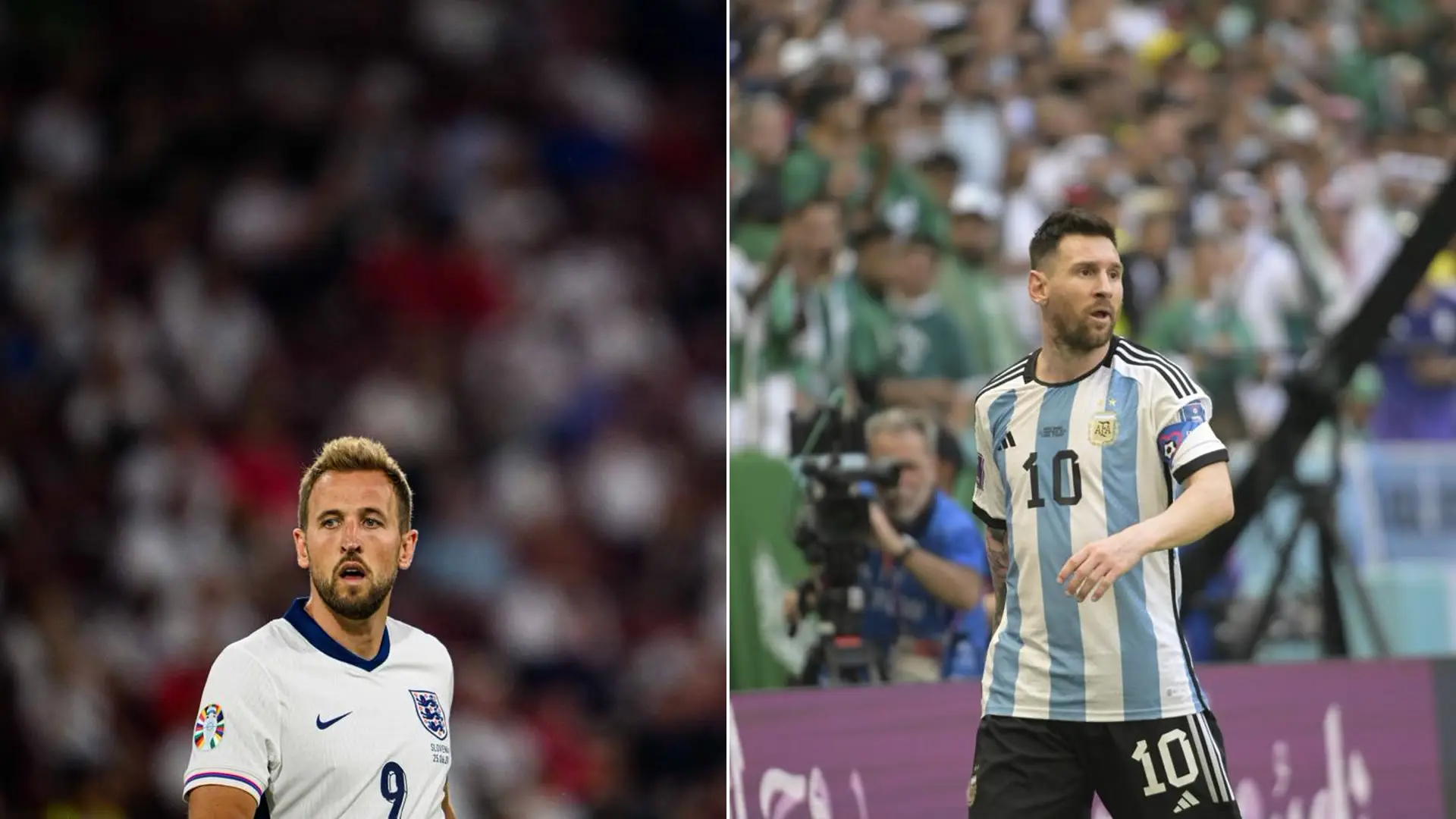 Harry Kane and Lionel Messi pictured side by side before the England versus Argentina World Cup semifinal