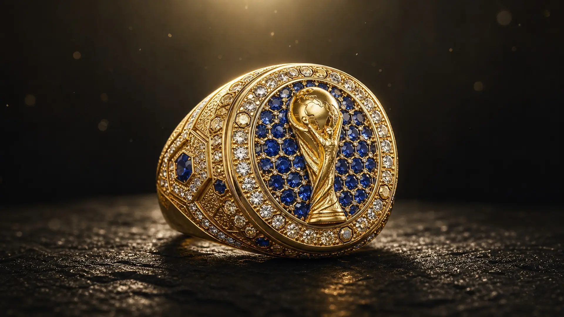 Concept visualization of a jeweled FIFA World Cup championship ring