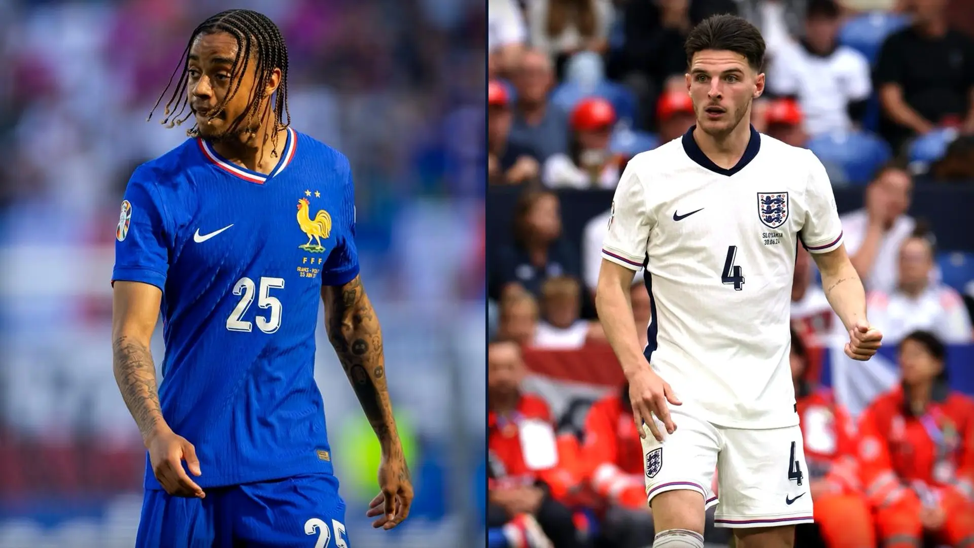 France and England players in their national-team kits