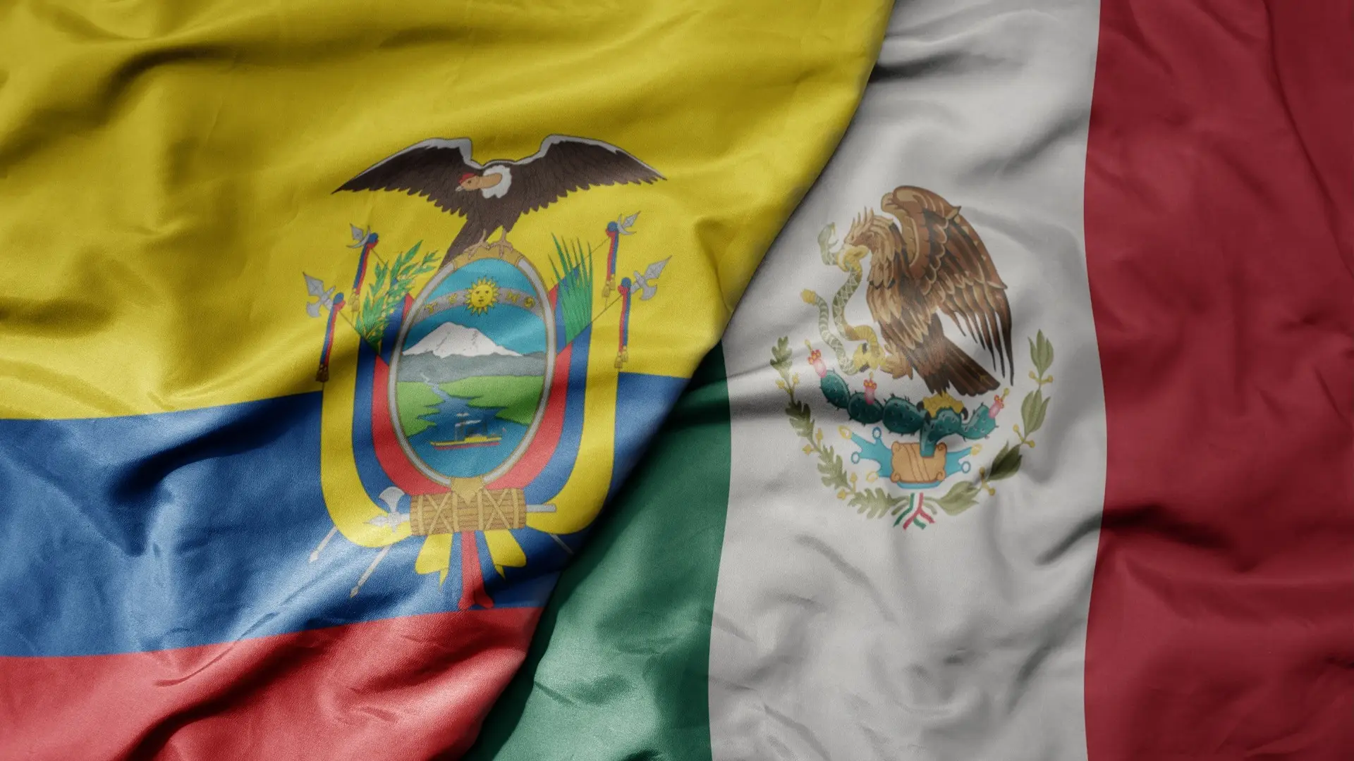 Mexico and Ecuador flags before their World Cup knockout match