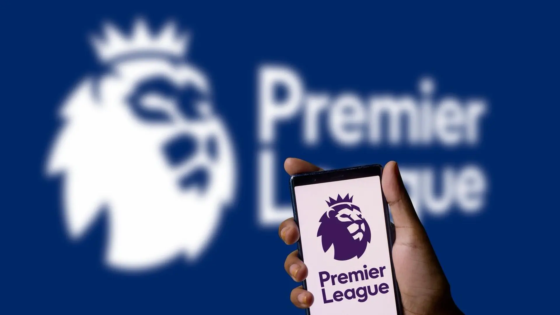 Premier League logo displayed on a smartphone