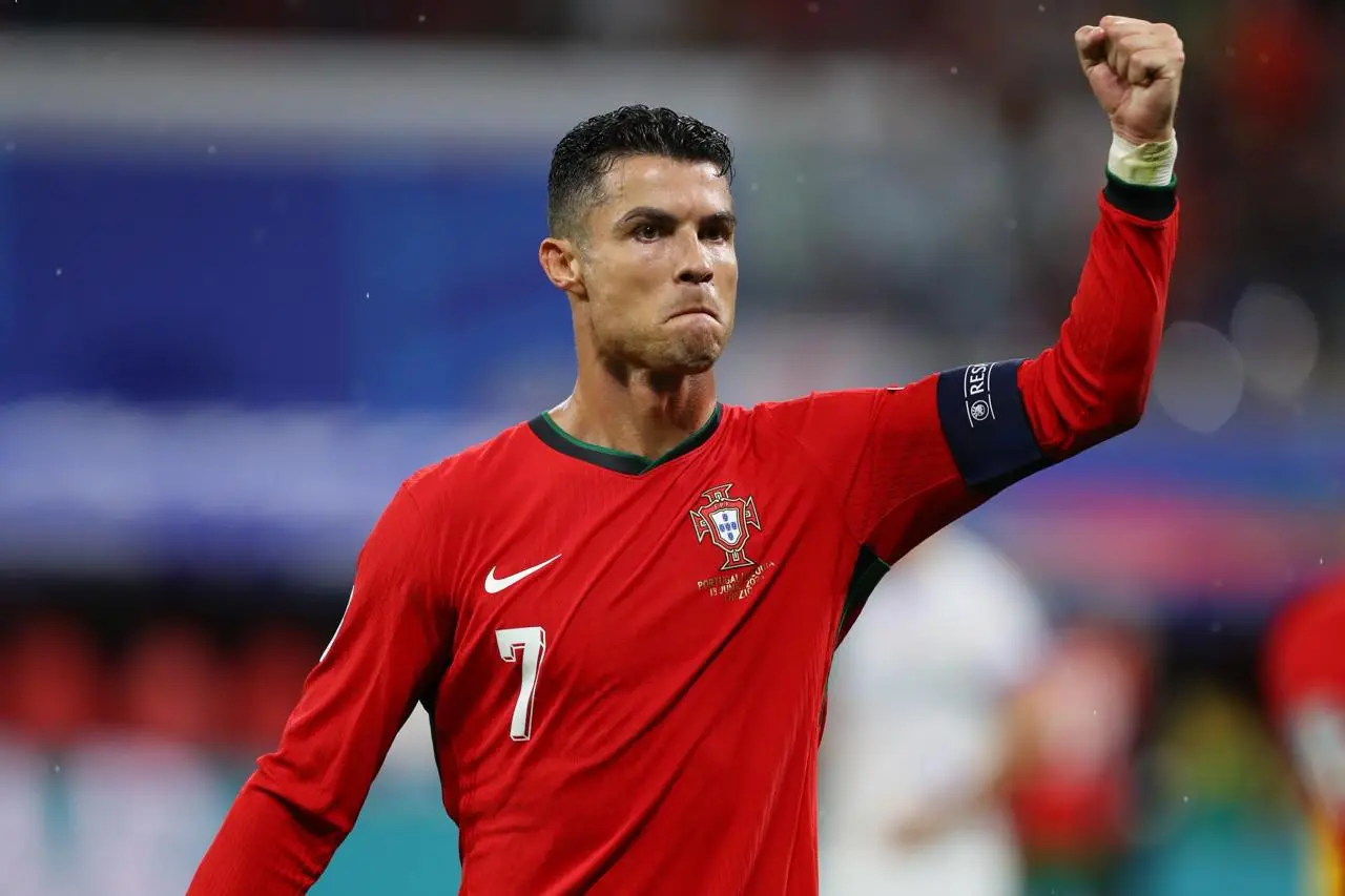 Cristiano Ronaldo celebrates for Portugal during the World Cup knockout match against Croatia.