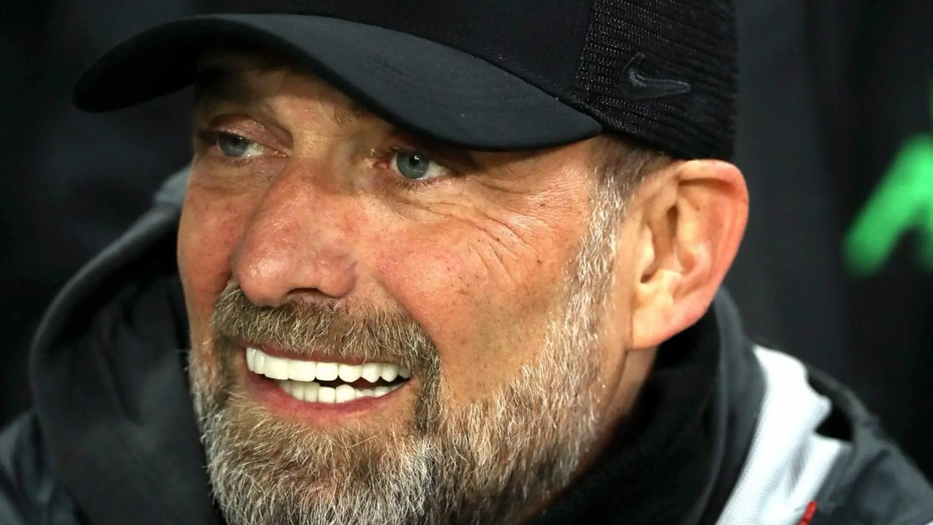 Jürgen Klopp smiles during a press conference