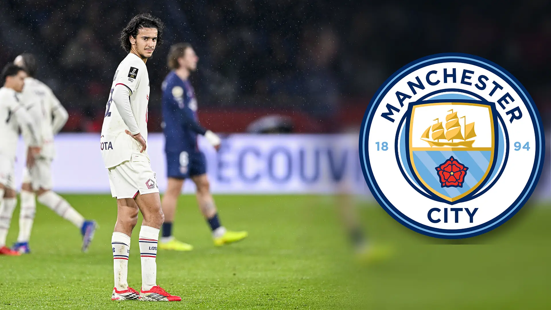 Ayyoub Bouaddi alongside the Manchester City badge