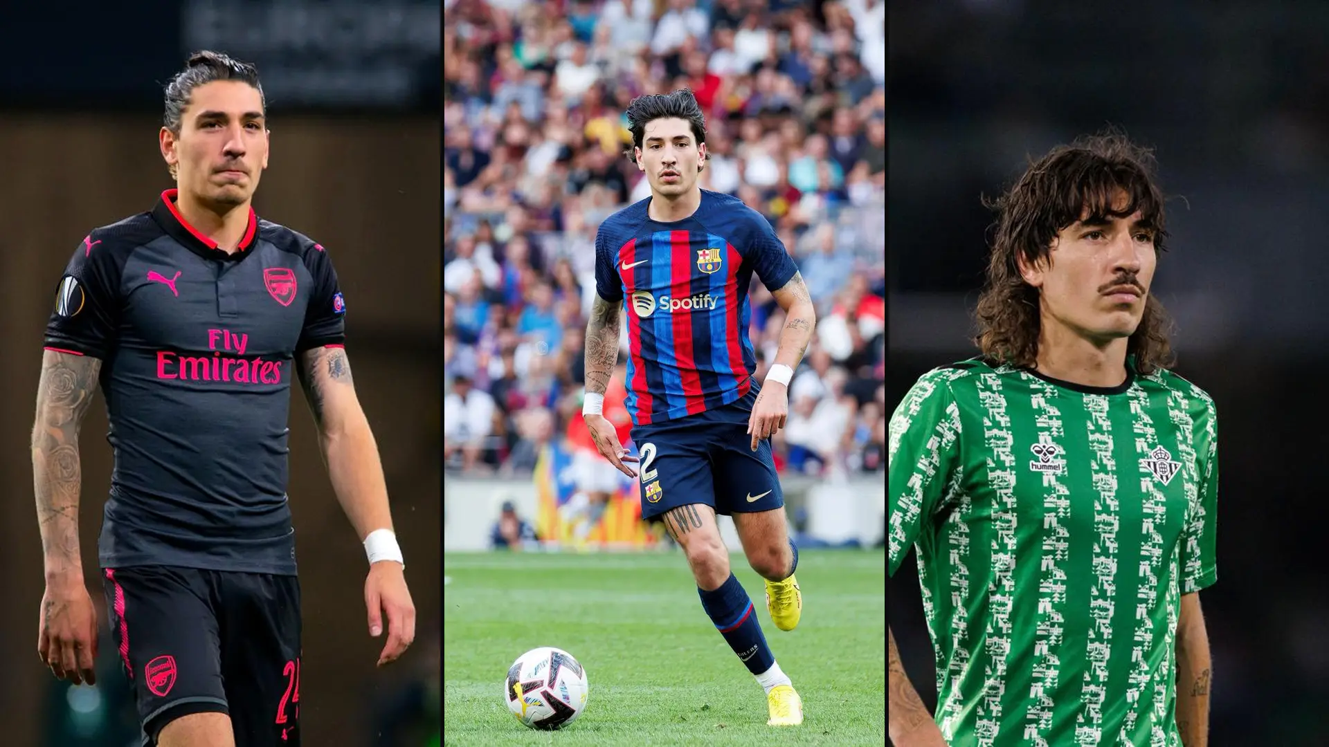 Héctor Bellerín pictured for Arsenal, Barcelona and Real Betis across his 12-year hairstyle transformation