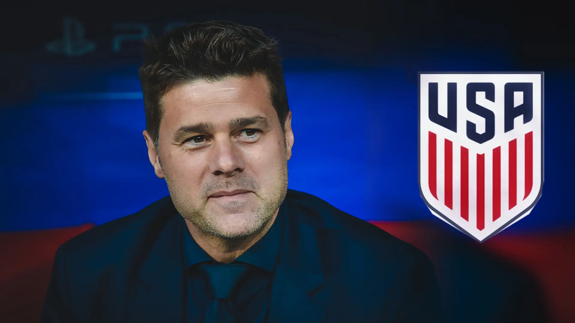 Mauricio Pochettino alongside the U.S. Soccer crest
