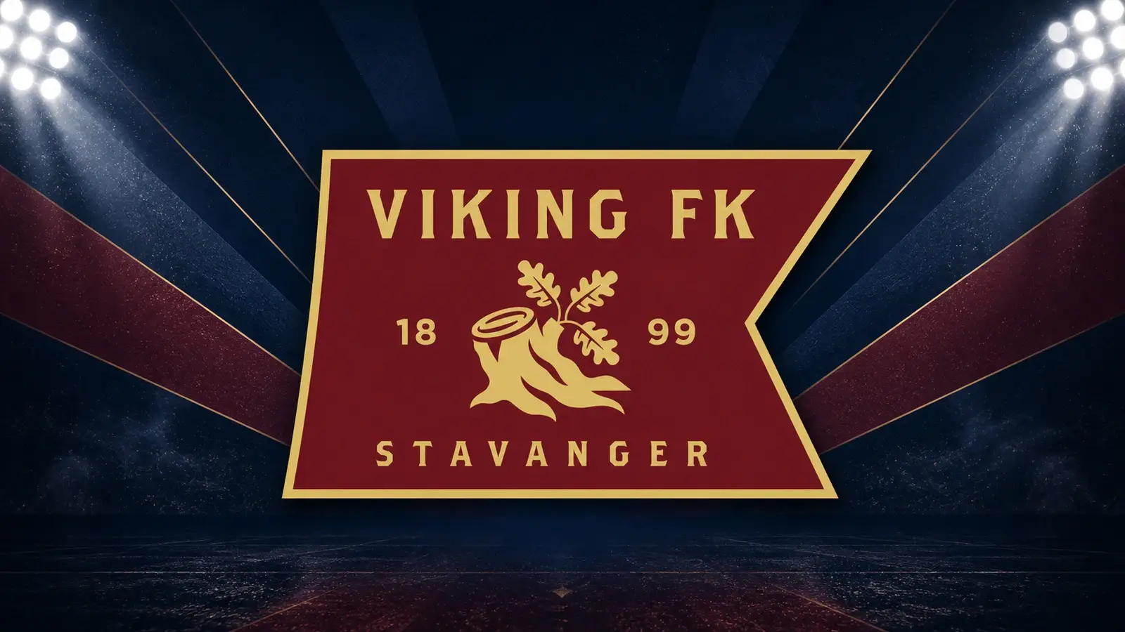 Viking FK crest against a decorative navy and burgundy European night background