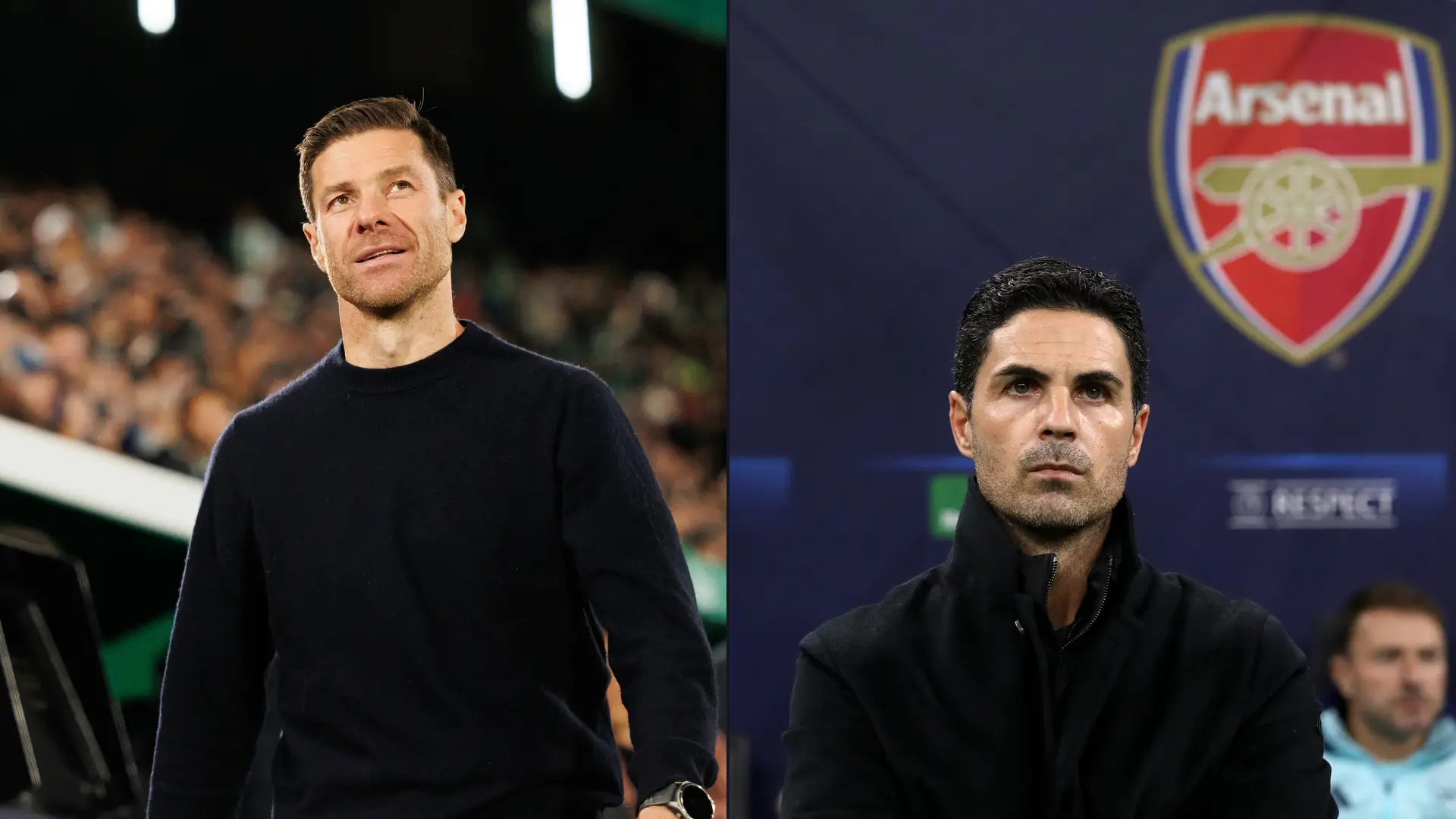Mikel Arteta and Xabi Alonso before Arsenal vs Chelsea