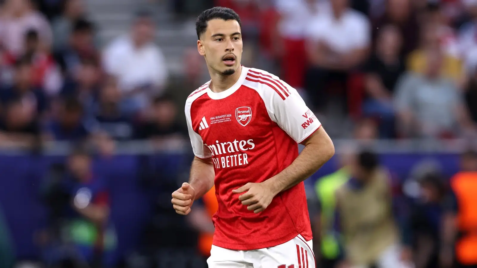 Gabriel Martinelli playing for Arsenal in the 2026 Champions League final
